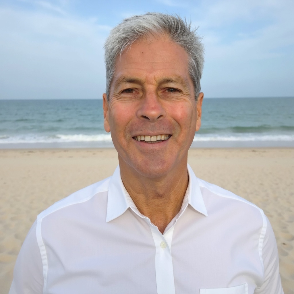 beach background white shirt